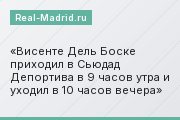 Висенте Дель Боске приходил в Сьюдад Депортива в 9 часов утра и уходил в 10 часов вечера