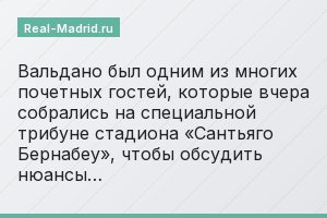 Вальдано был одним из многих почетных гостей, которые вчера собрались на специальной трибуне стадиона «Сантьяго Бернабеу», чтобы обсудить нюансы…